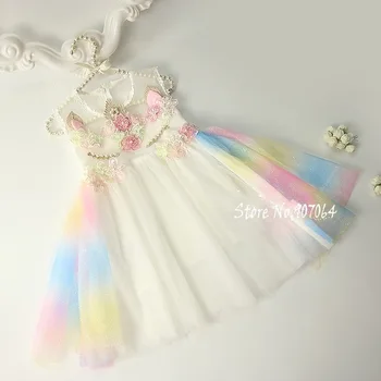 Jasné, Predaj Jednorožec Dievčatá Šaty Rainbow Výšivky Kvety Batoľa Sundress Princezná Deti, dievčatá Strana Letné Svadobné šaty 1-10Y