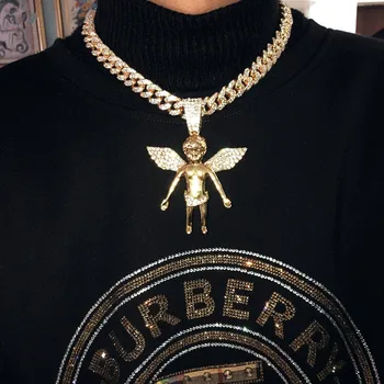 Ľadový Z Miami Kubánskeho Reťazí Boh Prívesok Náhrdelník Pripraviť Kubický Zirkón Mužov Zlatá Farba Uhol Náhrdelník Hip Hop Šperky