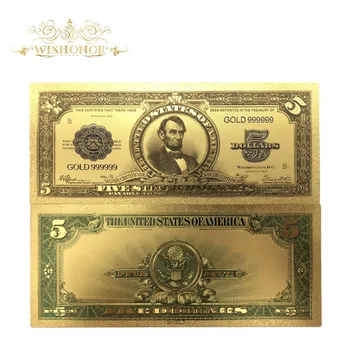 10pcs/veľa Pekné Amerických Bankoviek v Roku 1923 USD 5 Dolárových Bankoviek v 24k Zlatom Falošné Papierové Peniaze Na Zbierku