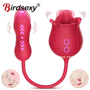 Rose Klitorisu Jazyk Vibrátor pre Ženy Stimulátor Klitorisu Bradavky Bulík Upozorňuje Láska Vajcia Intímne Tovaru Sexuálne Hračky pre Dospelých