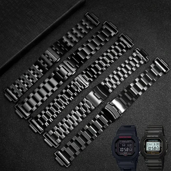 z nehrdzavejúcej ocele watchband Pre Casio DW5600 GW-B5600 GW-M5610 GA110 100 120 čierny náramok, Remienok Prerobit watchband s adaptérom
