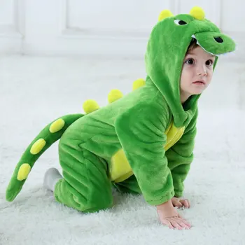 Dieťa Dinosaurus, Cosplay Kostýmy Kigurumi Zelená Cartoon Zvierat Kostým Dieťa Batoľa Detská Kombinéza Jumpsuit Onesie Teplý Flanel