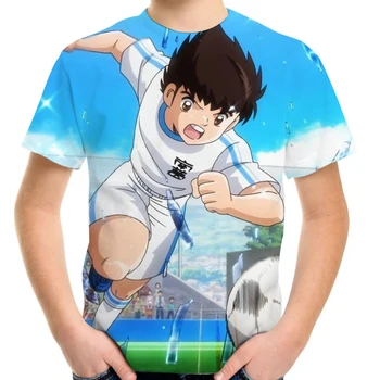 V lete 4-20Y Dospievajúce Deti Cartoon T-Shirt futbal Futbal Anime Kapitán Tsubasa 3D Tlač Tričko Pre Chlapca, Dievča Deti Módne Topy