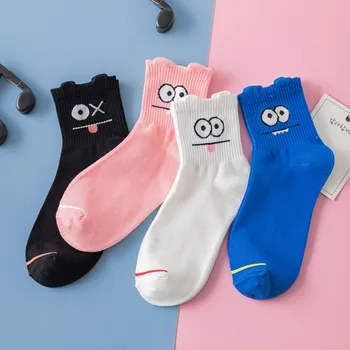 Komiksu, Japonskej Veľké Oči Ženy Ponožky Iny Román Zábavné Candy Farby V Tube Ponožky Happy Tvorivé Bavlna Ružové Ponožky Vianočné Darčeky