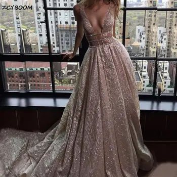 2022 Elegantné, Sexy Lesk Tylu Večerné Šaty Tvaru A-Line Formálne Prom Šaty Lesklé Bez Rukávov Backless Večer Party Šaty