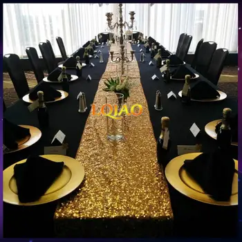 Veľkoobchod Luxusné Zlato, Striebro Šampanské Sequin Stôl Runner Svadobné Party Stôl Dekorácie Solid Farba Zlata Stolové Prestieranie 30x180
