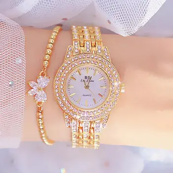 Bs Bee Sestra Sledovať Ženy s Náramok Luxusné Značky Šaty Zlato Žena náramkové hodinky Dámske Náramkové Hodinky Montre Femme