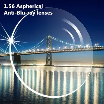 1.56 Index Aspherical Anti-Modré Šošovky na Predpis Živice Asférické Okuliare, Šošovky pre Krátkozrakosť/Presbyopia Okuliare Objektív