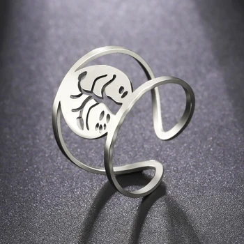 LIKGREAT Strom Života Nastaviteľné Prstene pre Ženy z Nerezovej Ocele Striebornej Farby Otvoriť Krúžok Módne Šperky Výročie Svadby Darček