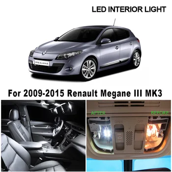 15pcs bezchybné Auto LED Žiarovky Interiéru Čítanie Mapy, Dvere, Svetla, sada Pre 2009-2015 Renault Megane III 3 MK3 špz Svetlo