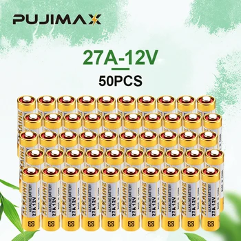 PUJIMAX 50pcs 27A 12V Suché Alkalické Batérie Nti-hrdza 27MN A27 Vysokou Kapacitou Auto Diaľkové Hračky, Kalkulačky Zvonček Univerzálny