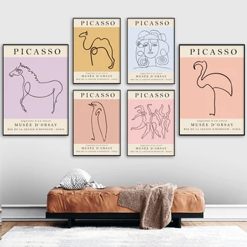 Picasso Matisse Flamingo Penguin Mačka Abstraktné Umenie Plátno Na Maľovanie Nordic Plagáty A Potlačou Obrazov Na Stenu Pre Obývacia Izba Dekor