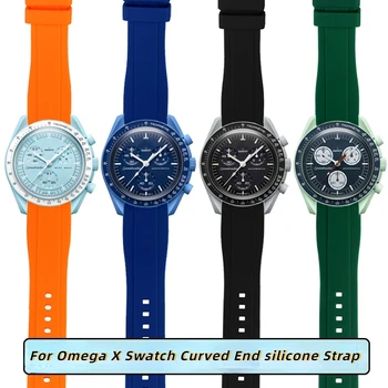 Pre Omega & Swatch co-značkové planéty Série Popruh Mesiac Merkúr Jupiter arc Zakrivené Konci silikónové watchband 20 mm príslušenstvo Hodinky