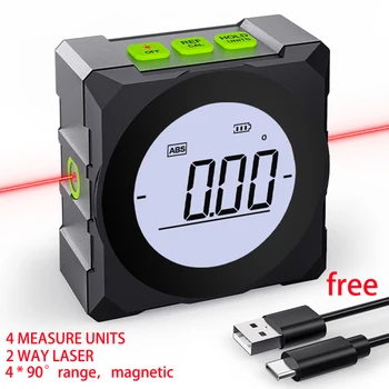 Pomocou Kábla USB Nabíjanie Digitálne Laserové Uhol Uhlomeru Univerzálny Skosenie 360° Mini Elektronické Inclinometer Tester Merací Nástroj