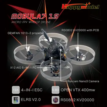 Happymodel Mobula7 Mobula 7 1S Micro FPV BWhoop Drone 5IN1 AIO Letu Regulátora Vstavané 2.4 G ELRS V2.0 RX Nano3 1/3 CMOS