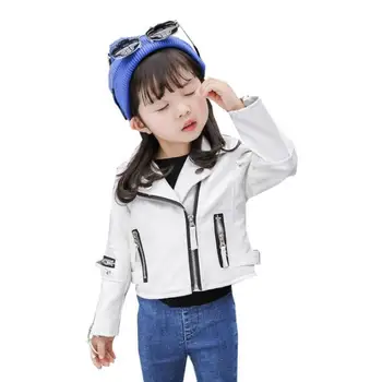 Kórejský štýl, módne Pu kožené bundy pre dieťa dievčatá a chlapci, deti bežné dlhý rukáv nátery vrchné oblečenie batoľa topy ws432