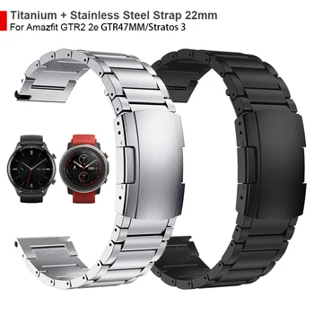 22 mm Titanium + Metal Steel Sponou Pásik Pre Huami Amazfit GTR 2 2e/GTR 47MM/Stratos 3 Hodinky Band Náramok Náramok Watchband