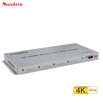 4K 60Hz HDMI Pravda Matice 4x4 4 v 4 out HDMI Maticový Prepínač Splitter Konvertor Audio, RS232 EDID Optické Pre PC k TV Monitor
