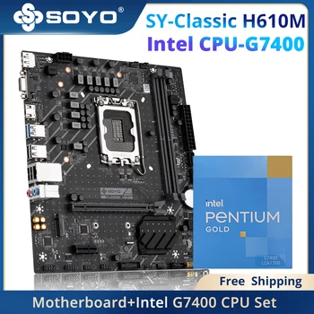 SOYO Svetová Premiéra Klasické H610M s procesorom Intel Pentium G7400 CPU, Doska Set PCIe 4.0 X16 DDR4 kompatibilný s HDMI DP LGA1700