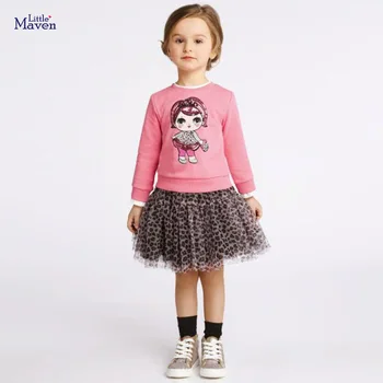 Malý maven Baby Dievčatá Oblečenie Bavlna Topy na Jar a na Jeseň Pekné Dievčatá Mikina Krásne Deti T-shirt pre Deti 2-7 rok