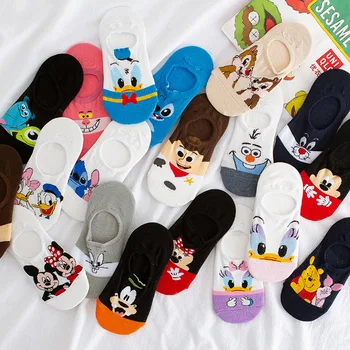 Roztomilý Disney Mickey Mouse Krátke dámske Ponožky Letné Minnie Steh Bavlnené Dievčenské Žien Loď Ponožky Nízke Členok dámske Ponožky