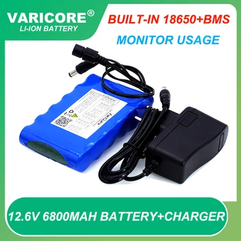 VariCore 12V 6800Mah 18650 Nabíjateľná Lítium-Iónová batéria Prenosného Super kapacita DC CCTV Kameru Monitor 12,6 V 1A Nabíjačka
