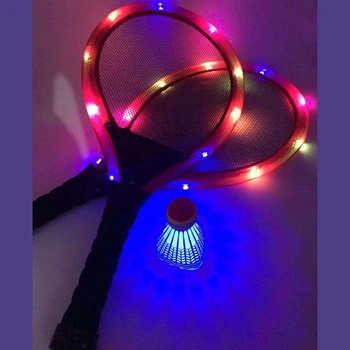 Rodinná Zábava Vonkajšie Nočné Svetlo Školenia LED Badminton Raketa Stanovuje Vnútorný Outdoorové Športy Bedminton Príslušenstvo