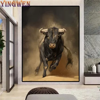 5d Diy Krava Diamond Maľovanie Running Bull V Piesku Mozaiky Zvierat Plný Diamond Výšivky Crystal Art Maľovanie Domova NOVÉ