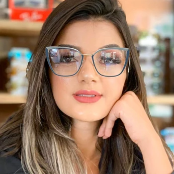 2020 Nový Sexy Mačka okuliare rám ženy jasné, šošovky, rámy na okuliare módne značky, dizajn Transparentné okuliare kovové