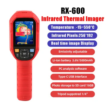 A-BF RX-600 Tepelný Imager -15°C~550°C Reálnom Čase Infračervené Tepelné Zobrazovacie Kamery, ktoré UTi260B Teplomer 256*192 Pixlov s puzdrom