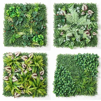 50 cm 3D Umelé Zelené Rastliny Stene Panel Plastové Garden Grass Vonkajšie Trávniky Koberec Dekor Svadobné Pozadie Strany Kvet Stenu