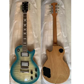 Kvalitné krásne Gibson štýl elektrická gitara vlastné 60 tiger plameň štandardné blue sunburst LP gitare hudobné nástroje