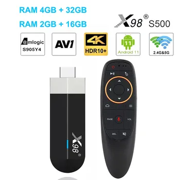 X98 S500 Android 11 TV Stick Amlogic S905Y4 Quad Core 4G 32 G AV1 4K 60fps 1080P 5G Wifi Google Hráč X98 Dongle 2 G 16 G TV Box