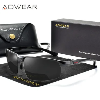 AOWEAR Luxusné Kvality bez obrúčok Zrkadlo slnečné Okuliare Mužov Polarizované Športové Vonkajšie Slnečné Retro Okuliare UV400 Anti-glare Jazdy Slnečné okuliare