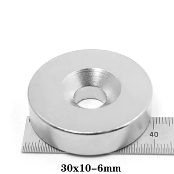 1~10PCSpcs 30x10-6 silných Magnetov 30*10 mm Otvorom 6 mm Trvalé Kolo Zápustnými Neodýmu, Magnetické Magnet 30X10-6 mm 30*10-6 mm