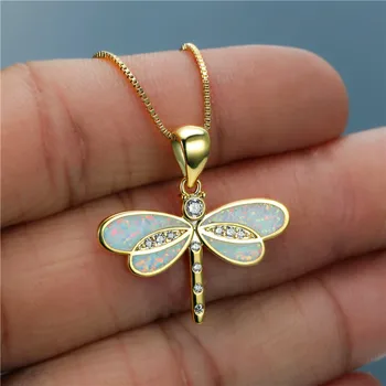 2022 Elegantné Dragonfly Zirkón Náhrdelník Prívesok pre Ženy Príslušenstvo Vyhlásenie, Svadobné Šperky, Módne Imitácia Opal Náhrdelník