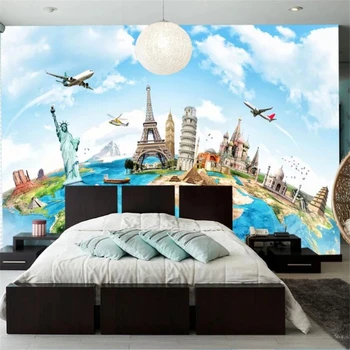 beibehang Vlastnú tapetu 3d maľby Európe cestovať po celom svete zemi klasické architektonické TV papier pozadí steny nástenné maľby