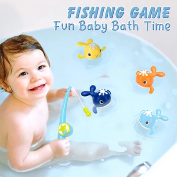 Magnet na Baby Kúpeľ Rybárske Hračky - Wind-up Plávanie Veľrýb Vaňou Hračka Rybárske Hry Voda Vaňou Hračky Set s udicu