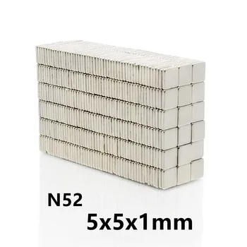 N52 10/20/50/100KS magnet 5x5x1 Silné Námestie NdFeB Vzácnych Zemín Magnet 5*5*1 Neodýmu Magnety 5x5x1mm