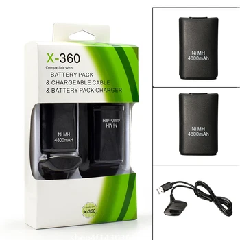 Pre Xbox 360 Batérie 2ks 4800mAh Náhradné Batérie Nabíjanie Kábel Pre Xbox 360 Wireless Gamepad Radič kontakty batérie