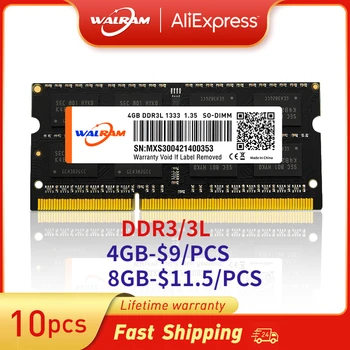 Walram memoria ram 4gb ddr3 8gb 1600mhz cl 11 pre notebook Ram 1333 1600 2400 2666 2133 DDR3L 1.35 v 204pin Notebook Sodimm pamäte