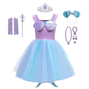 Dievčatá, Malá Morská Víla Ariel Princezná Šaty Batoľa Morská Víla Chvost Kostým Lete Fantázie Fairy Princess Narodeniny Cosplay Party Šaty