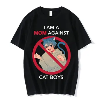 Japonské Anime Vtipné som Mama Proti Mačka Chlapci Tričko Novinka Klasické T-košele pánske dámske Ležérne Krátky Rukáv Voľné T-shirt