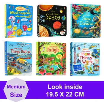 Usborne Vyzerať vo Vnútri Výťahu-na-klapka Obrázok Lepenky, Knihy pre Deti v anglickom jazyku Vzdelávacie Hračky pre Deti Vedeckých Poznatkov