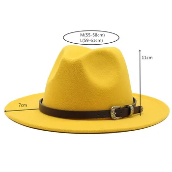 žltá fedoras klobúk Panama plstený klobúk pre ženy jazz klobúk fedora klobúk lady módny klobúk ženy fedoras ženy klobúky s reťazami