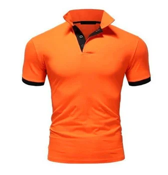Pánske jednofarebné Klope T-Shirt Módy Nové Príležitostné Slim Športové Čierne Krátke Rukávy