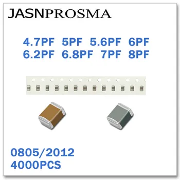 JASNPROSMA 4000PCS 0805 2012 OZUBENÉ/NPO RoHS 50 0.5% 5% 4.7 PF 5PF 5.6 PF 6PF 6.2 PF 6.8 PF 7PF 8PF SMD Vysokej kvality Kondenzátor