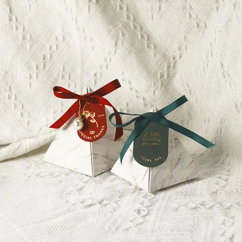 Darčeková krabička Trojuholníkové Mramoru Candy Boxy Obaly, Papier Taška Veľkoobchod Svadobné Prospech Valentines Day Veľkonočné