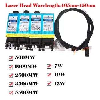15W/10W/7W/5.5 W/3.5 W/2,5 W Laserovej rezacej Hlavy Laser Diode Module 405nm, aby mala načítavať pri 450 nm Vlnovej dĺžky pre Laserové Rezanie, CNC Stroj DIY Laser Dreva
