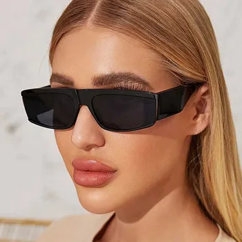 2022 Nové Módne Čierne slnečné Okuliare Ženy Značky Dizajnér Retro Obdĺžnik Retro Slnečné Okuliare Žena UV400 Flat Top Okuliare